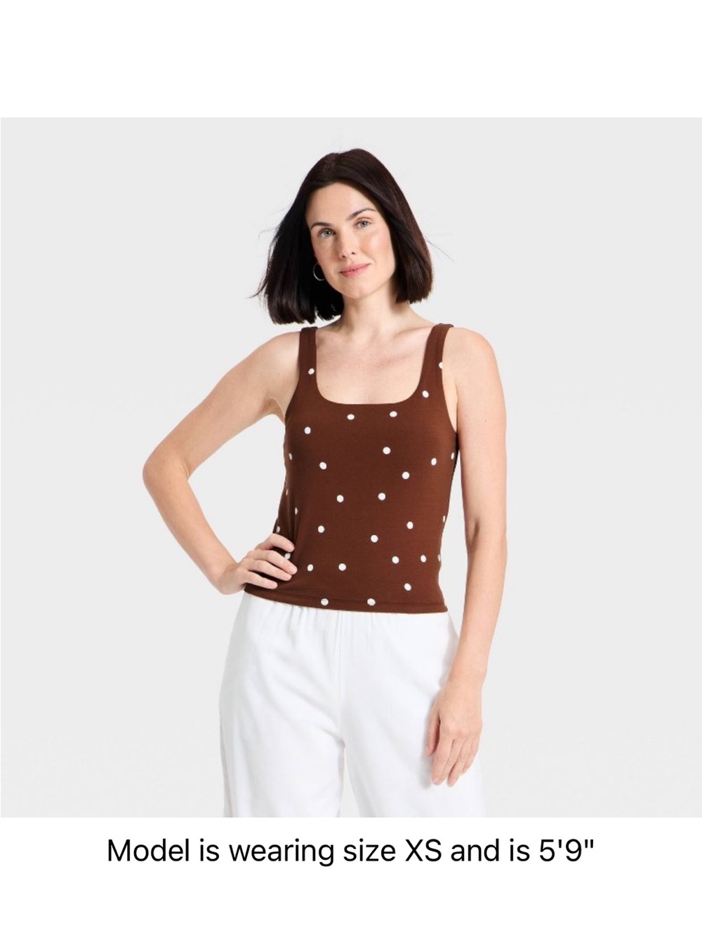Polka Dot top and short 2 piece set size L Brown color